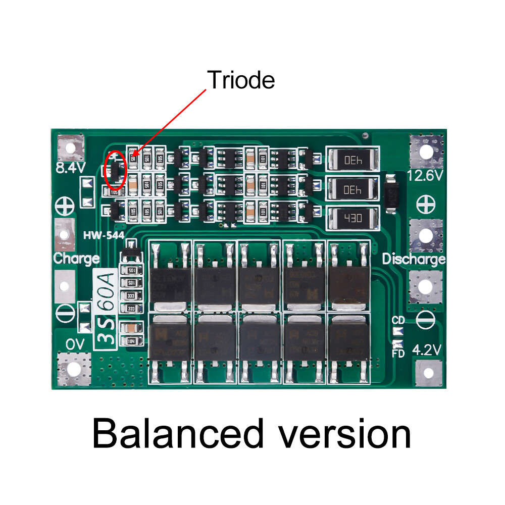 3S 13.6V 60A 18650 Li-ion Battery Charge PCB Protection Enhanced/Balanced Board