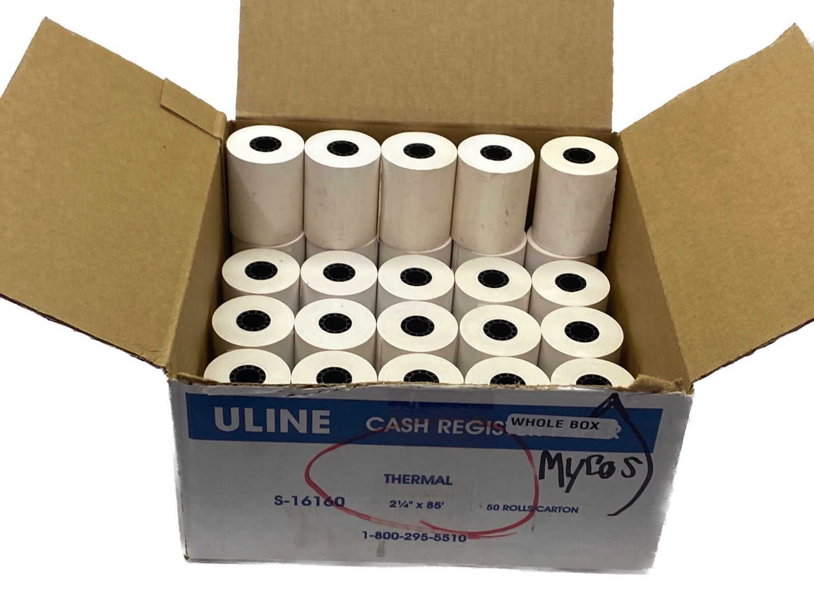 NEW LOT OF 30 Rolls of Uline 2-1/4”x85’ Thermal Cash Register Paper S-16160