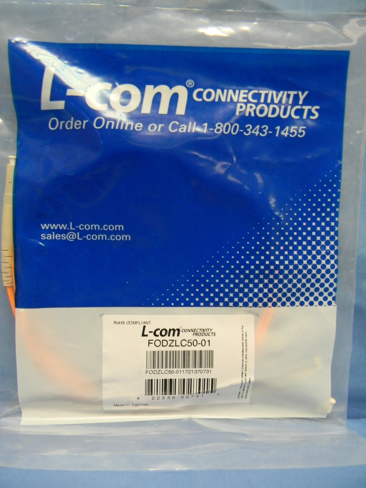 (5) NEW L-Com FODZLC50-01 OM2 50/125 Duplex Multimode Fiber Optic Cables