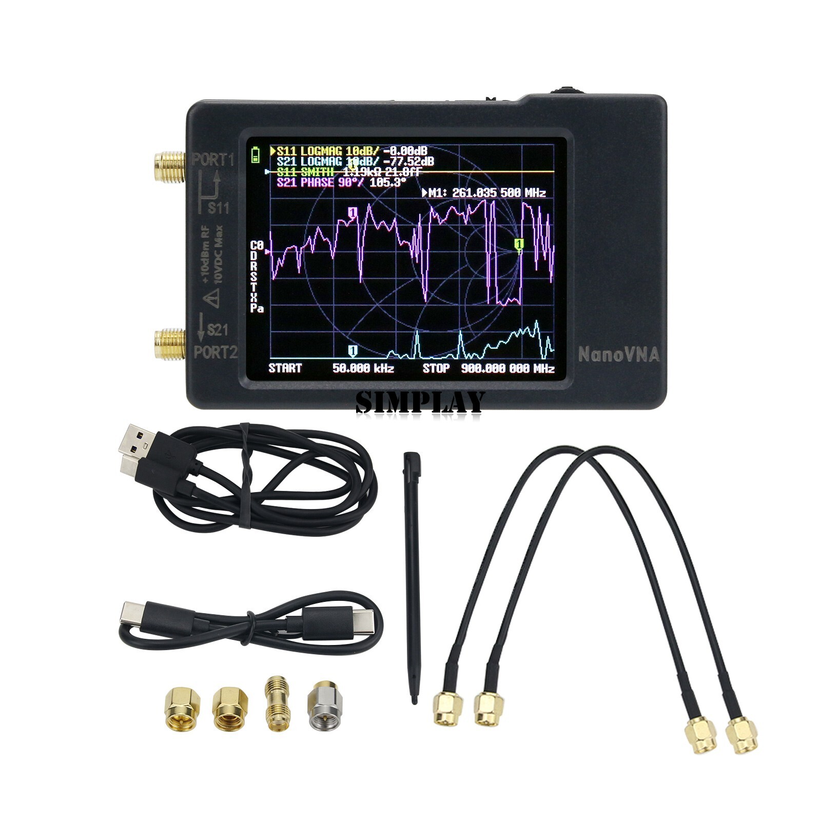 Upgraded 50KHz-900MHz NanoVNA Vector Network Analyzer F/MF HF VHF Phone Display