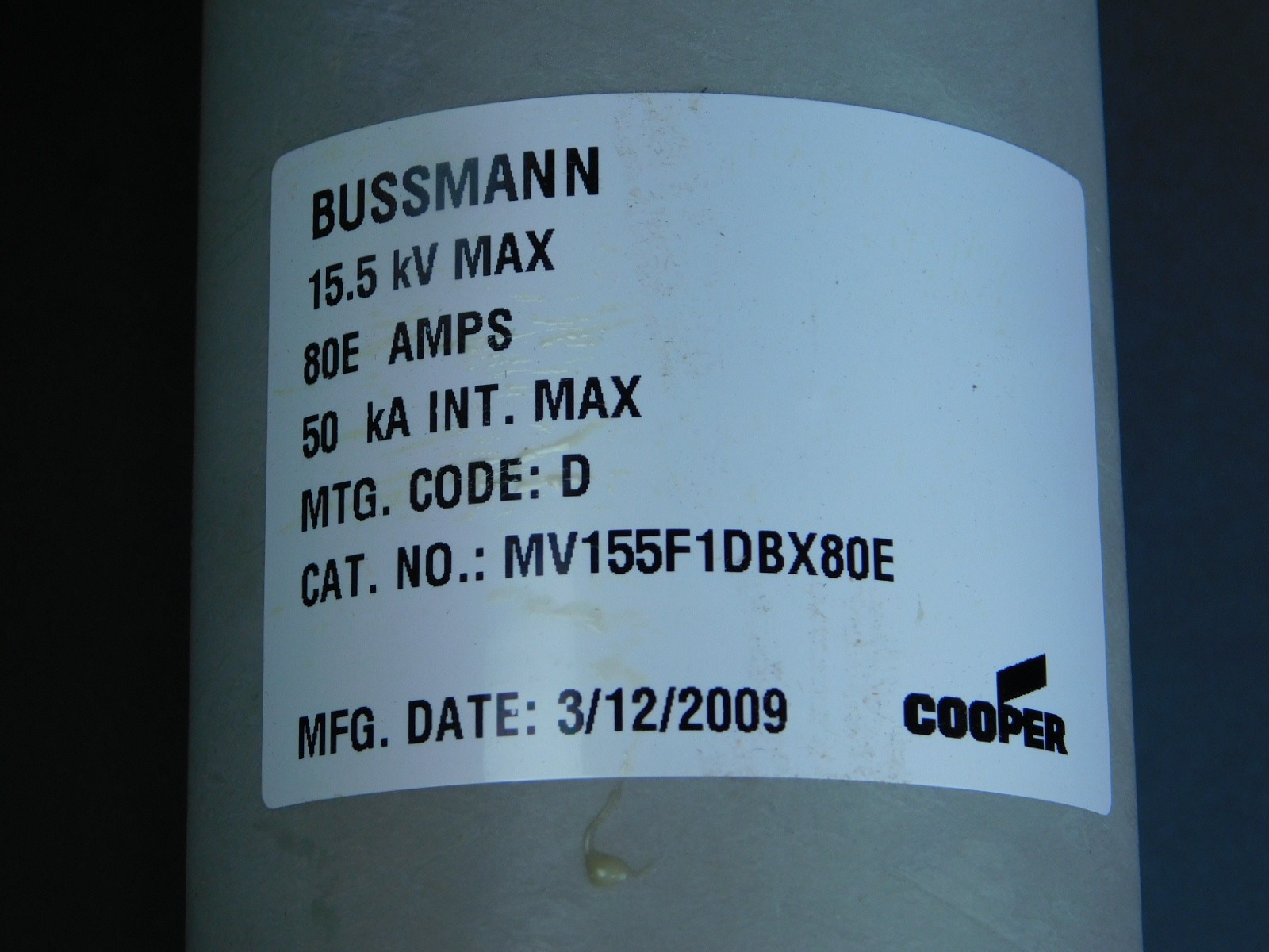 Cooper Bussmann MV155F1DBX80E Current Limiting Fuse 80E Amps 15.5 kV – NEW Su…