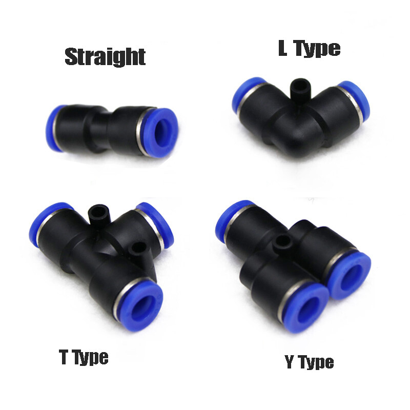 Pneumatic Hose Quick Coupling Plastic Push Connectors Straight/L/Y/T Type Black