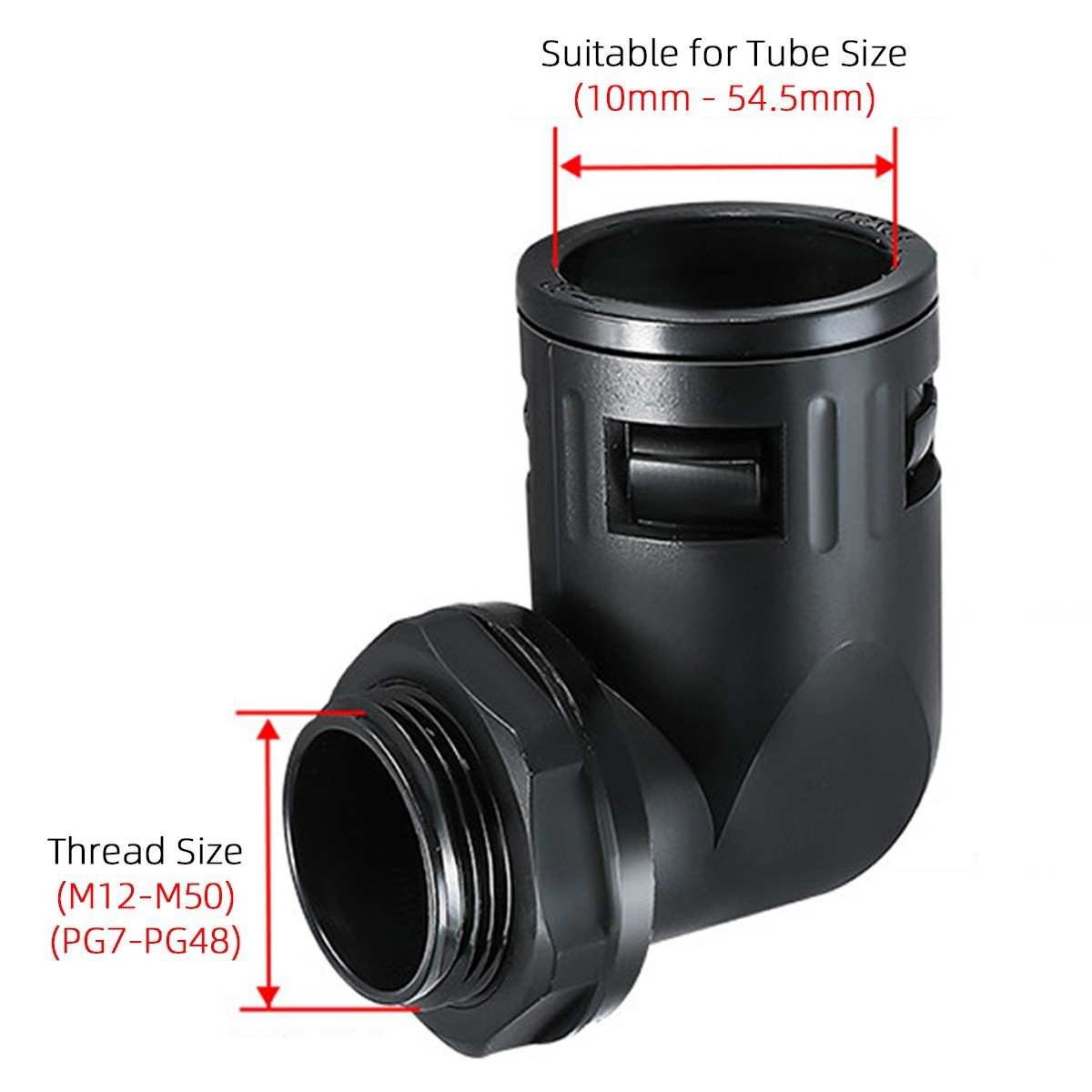 Nylon Corrugated Conduit 90° Elbow Connector Fitting For Corrugated Cable Tubing