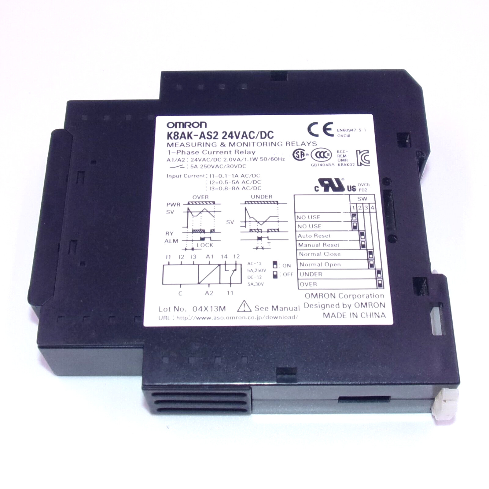 Omron 24VAC/DC 1-Phase Current Monitoring Relay K8AK-AS2