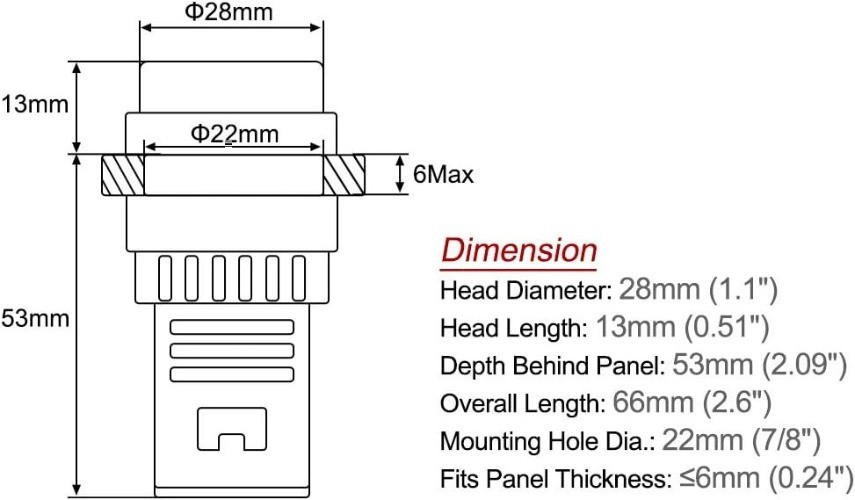 Red Indicator Light Buzzer AC DC 110V 22mm Panel Mount Flas Voltage: 110 Volts