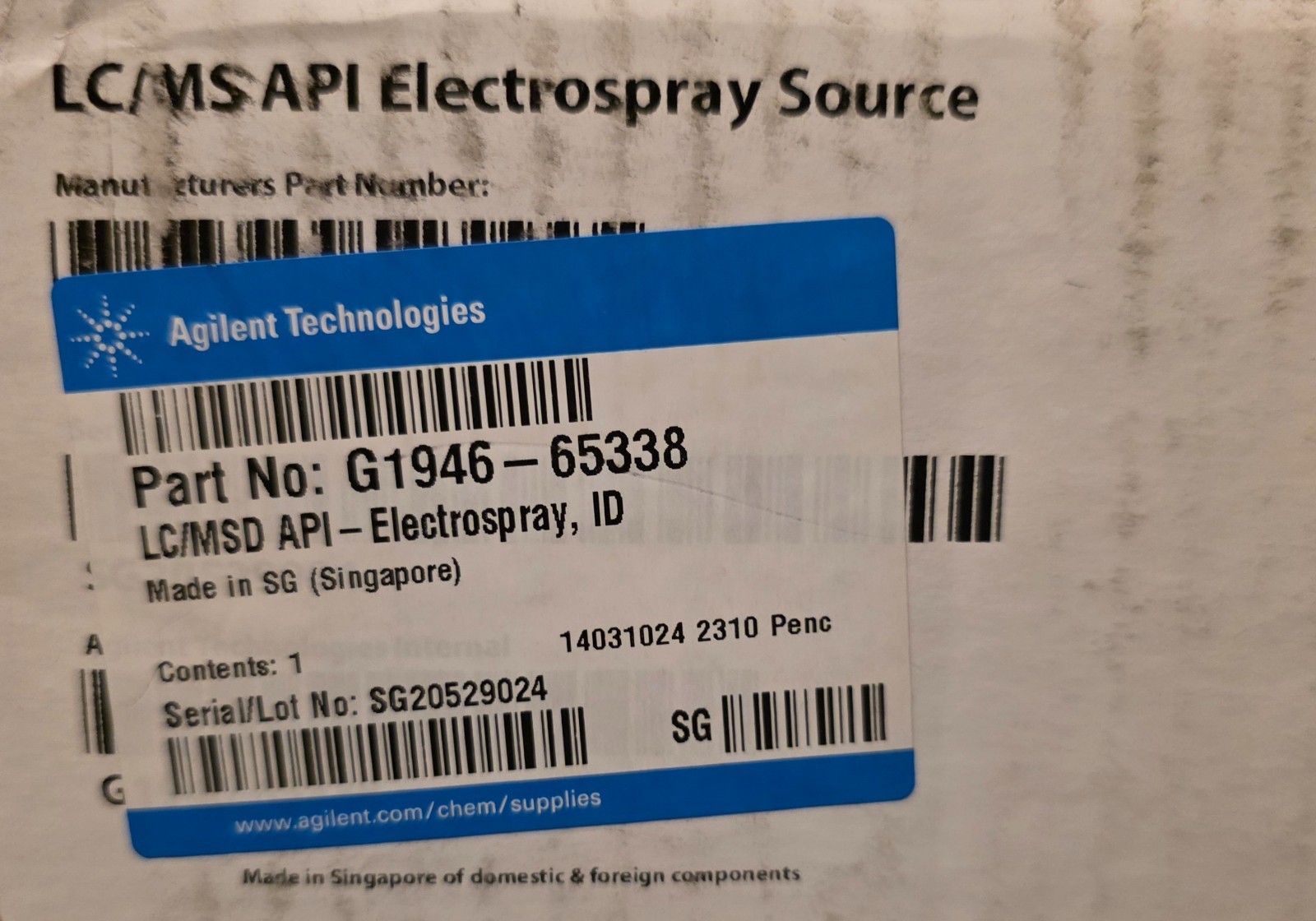 ASNEW Agilent G1948B G1946-65338 ESI Electrospray LCMS Ion Source 1100 1200 6100