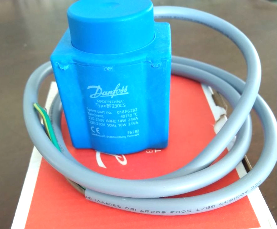 2PCS LOT-Danfoss 018F6282 Solenoid coil, BF230CS Cable, 1m- NEW