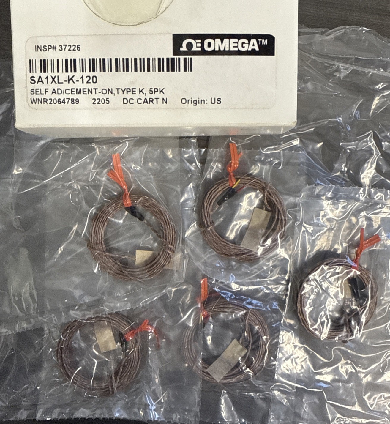 OMEGA Termocouples SA1XL-K-120-SB / SA1XLK120SB SELF AD/CEMENT-ON, TYPE K, 5PK