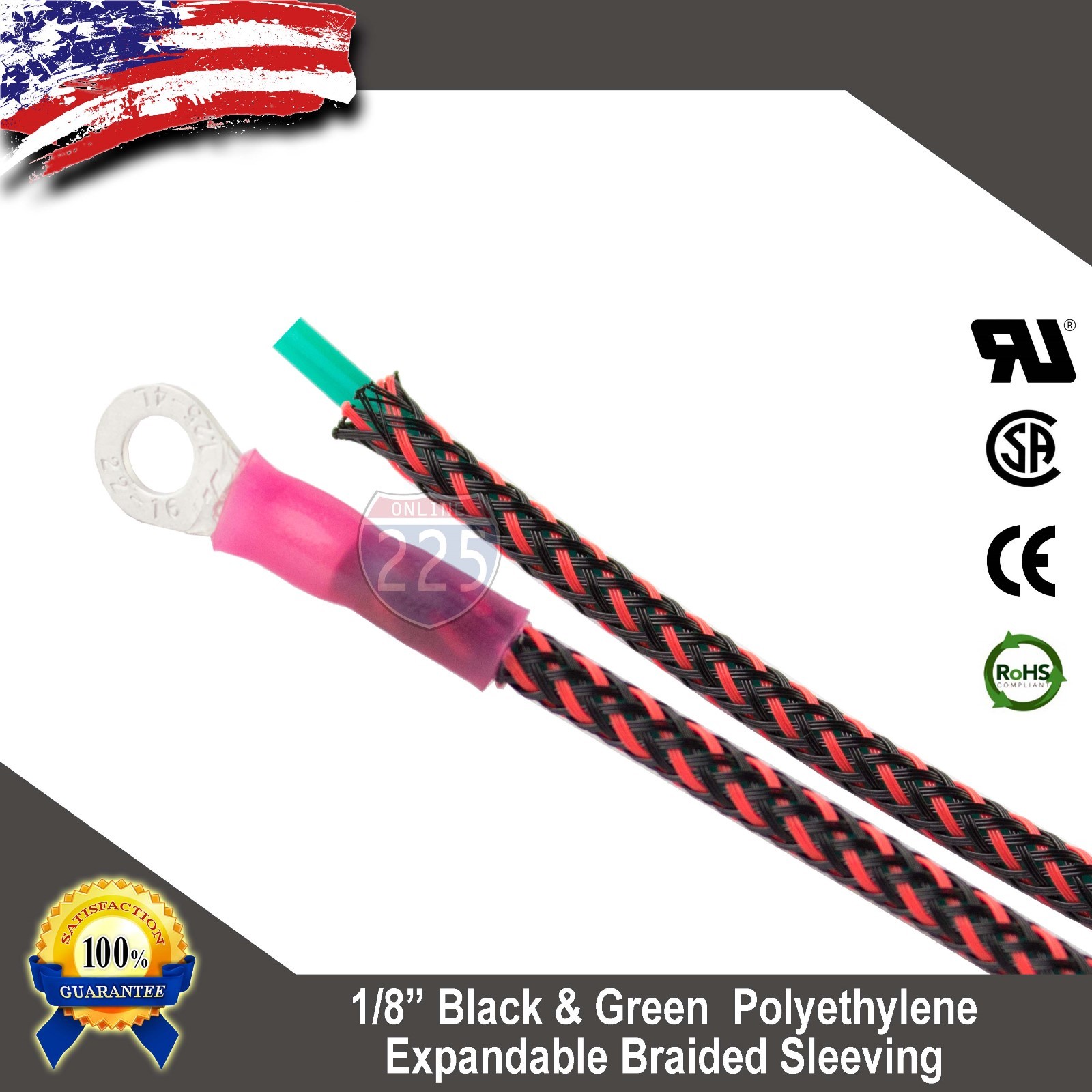 100 FT 1/8″ Black Red Expandable Wire Sleeving Sheathing Braided Loom Tubing US