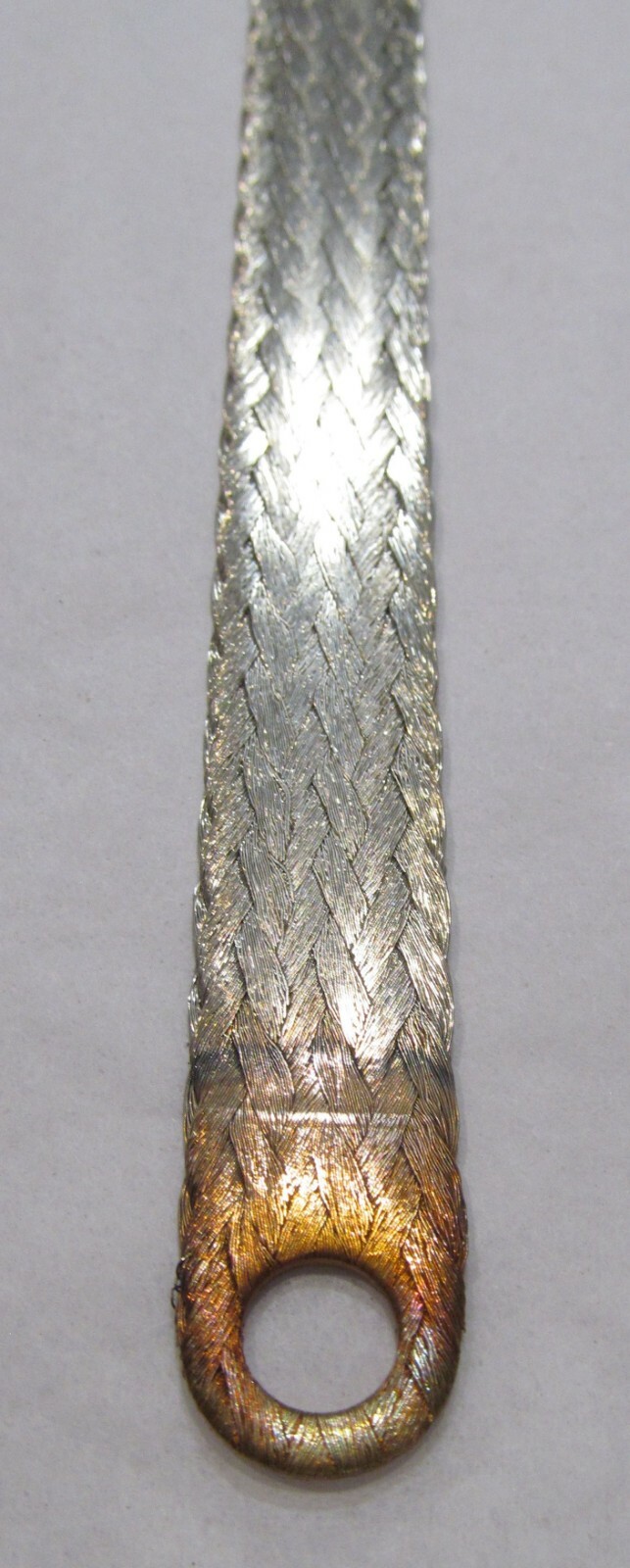 FLAT BRAIDED GROUND STRAP 12″ x 5/8″ TINNED COPPER CABLE 5/16″ 1/4″ POST HOLE