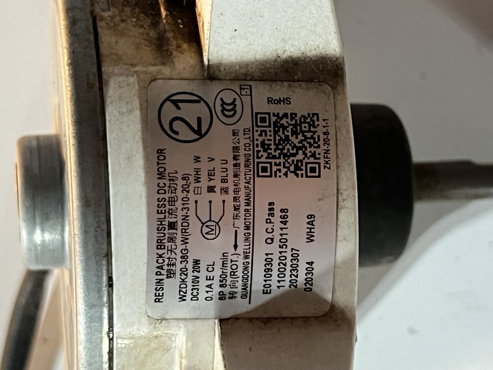 WZDK20-38G (ZKFP-20-8-6) NEW 20W Brushless DC280V Air Conditioning Fan Motor