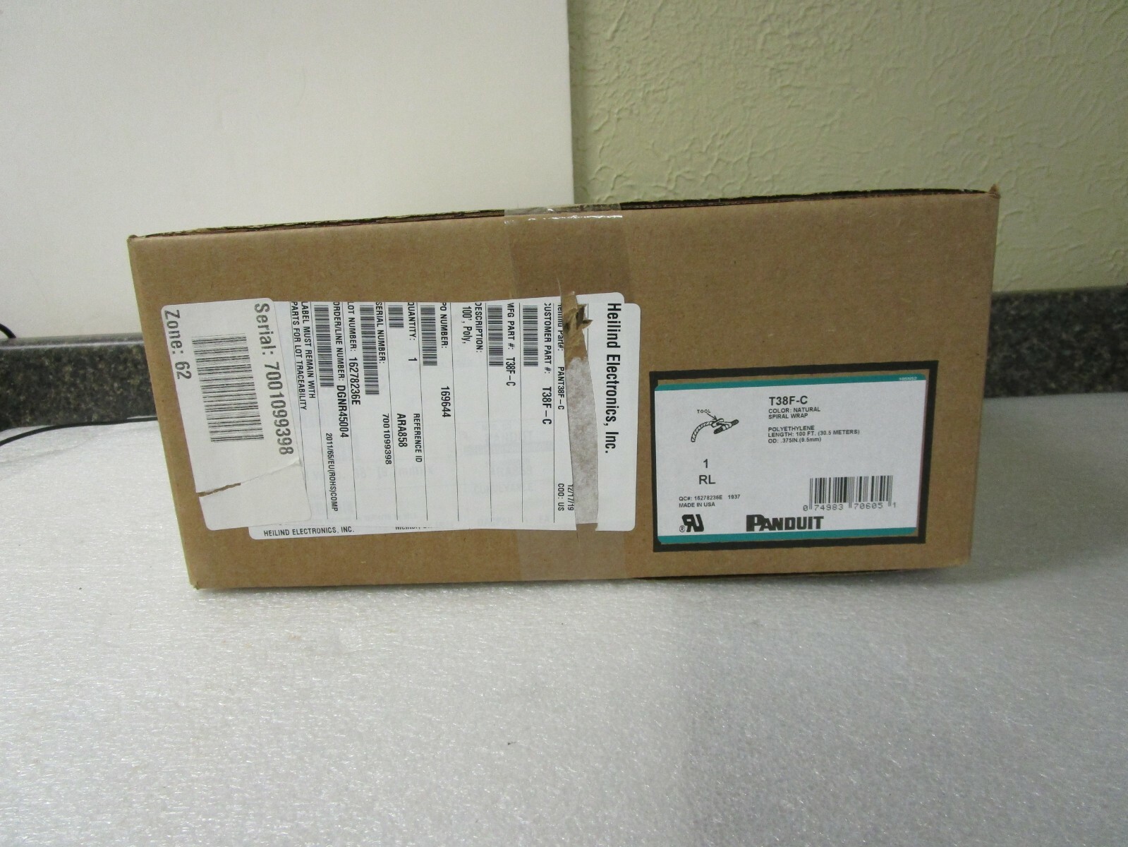 Panduit Spiral Wrap T38F-C 100 Feet OD .375 – Natural Color