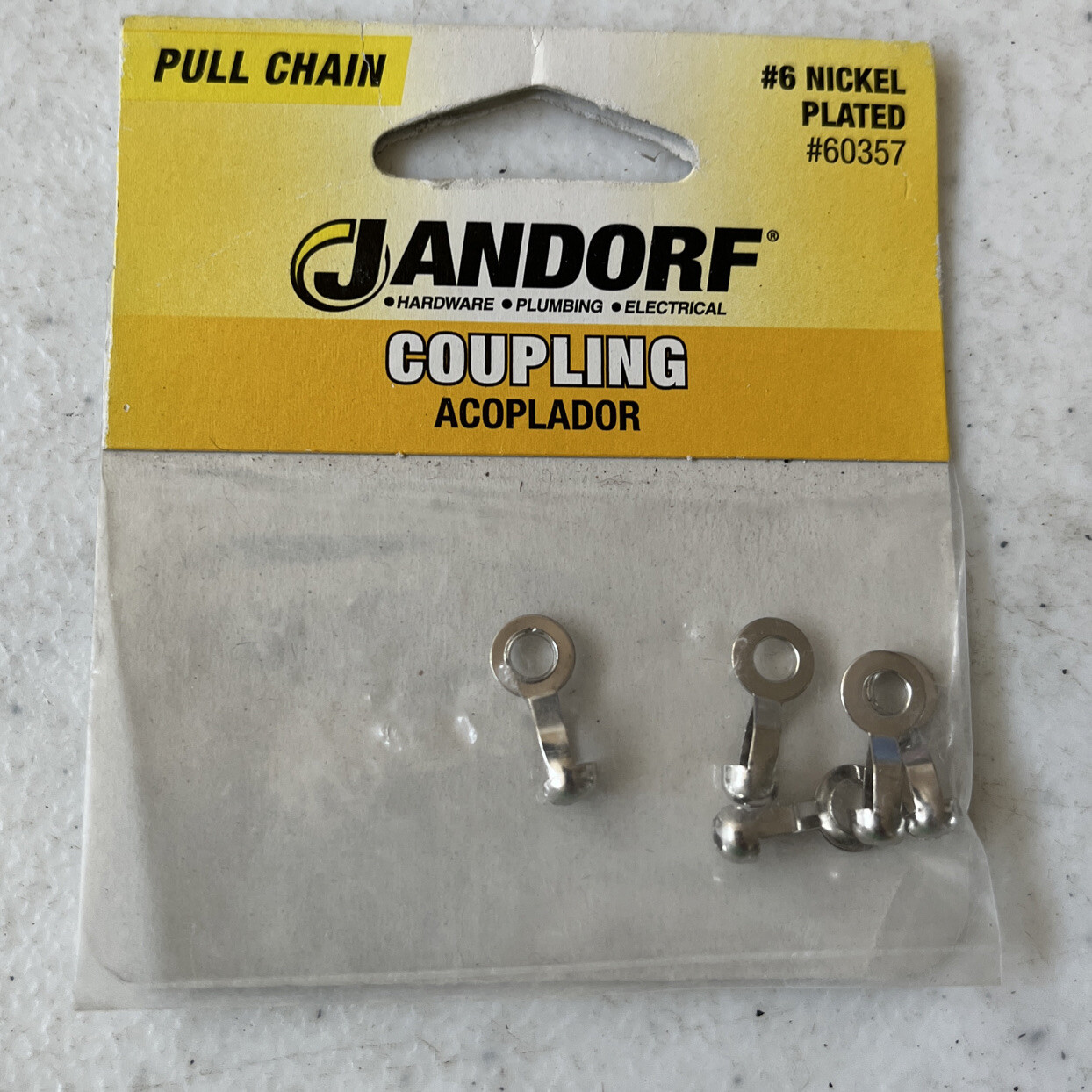 JANDORF Beaded Lamp Chain Coupling, Nickel-Plated, 5-Pk. -60357