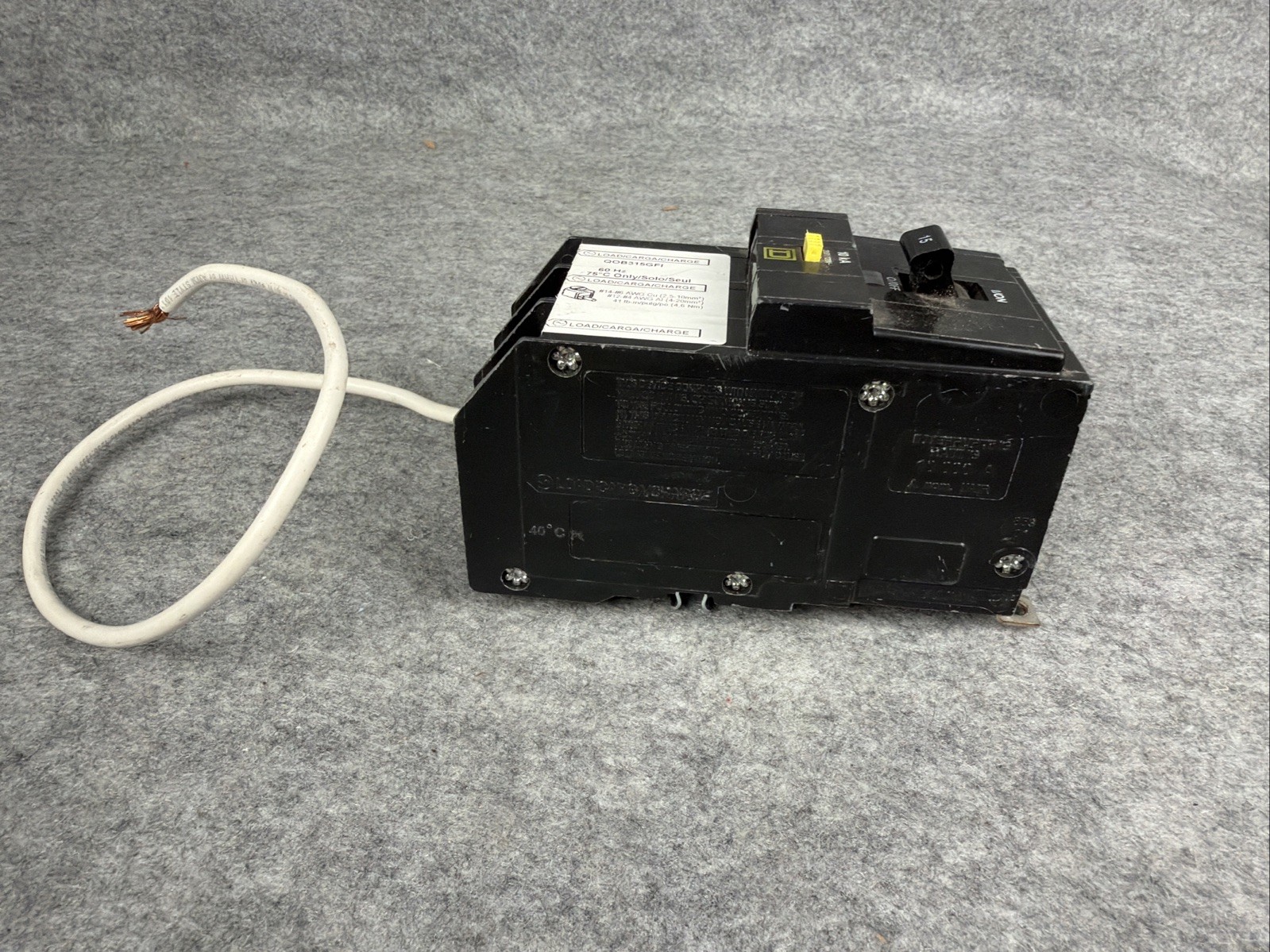 Square D QOB315GFI Bolt On Circuit Breaker, 15 Amps, 3 Pole, GFI
