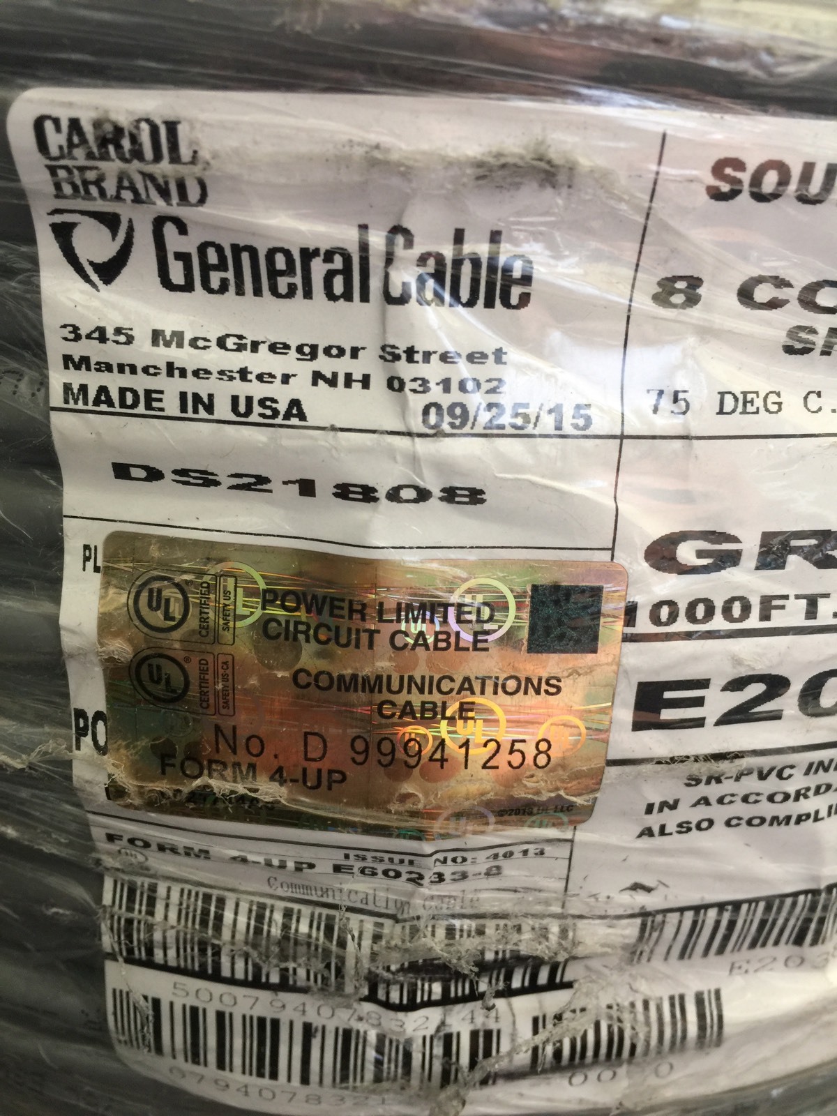 General Cable – E2038S.41.10 – Sound/Alarm/Security Cable, 18AWG, 1000Ft