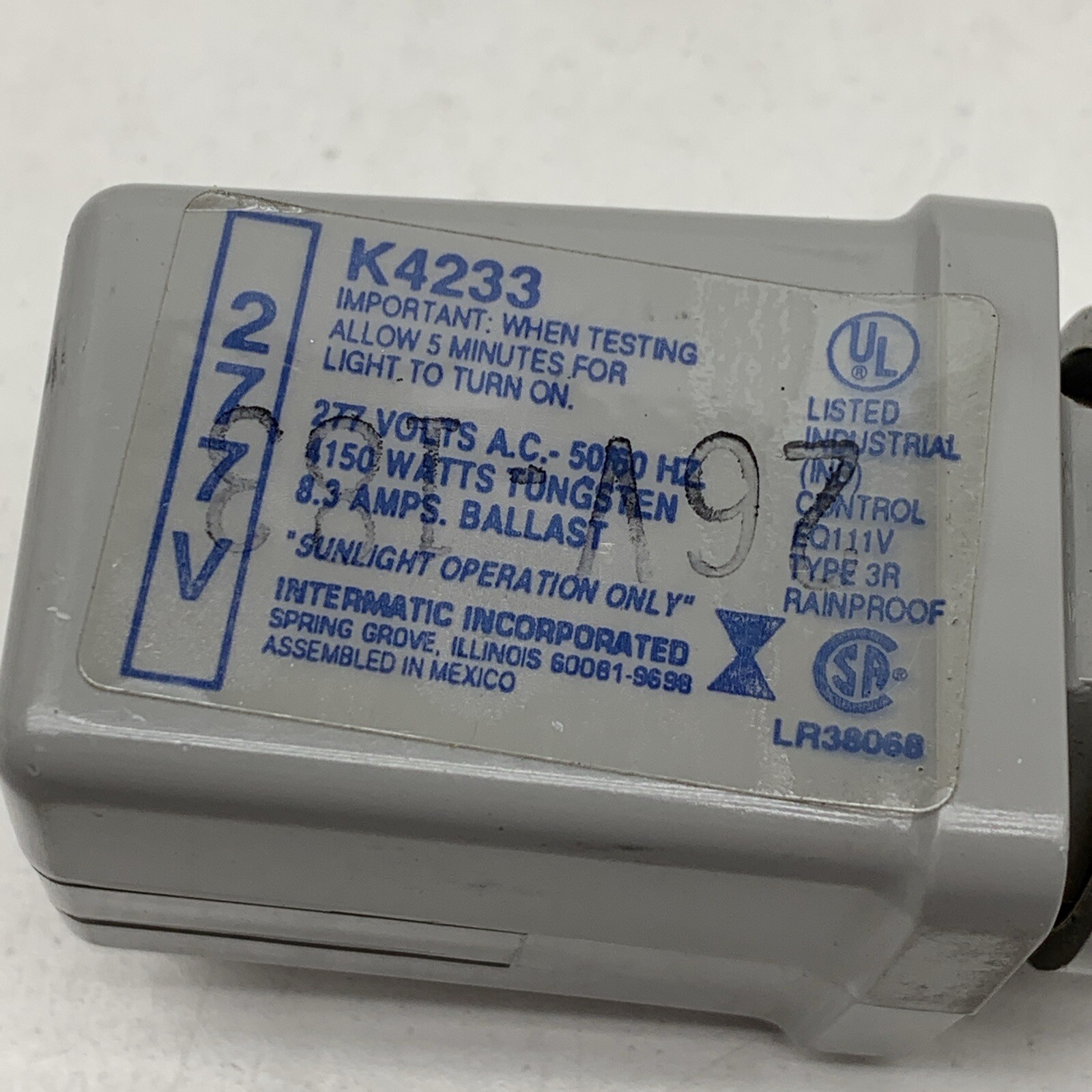 Intermatic K4233 Stem Mount w/Swivel 277V Thermal Photocontrol 277-VOLT ONLY