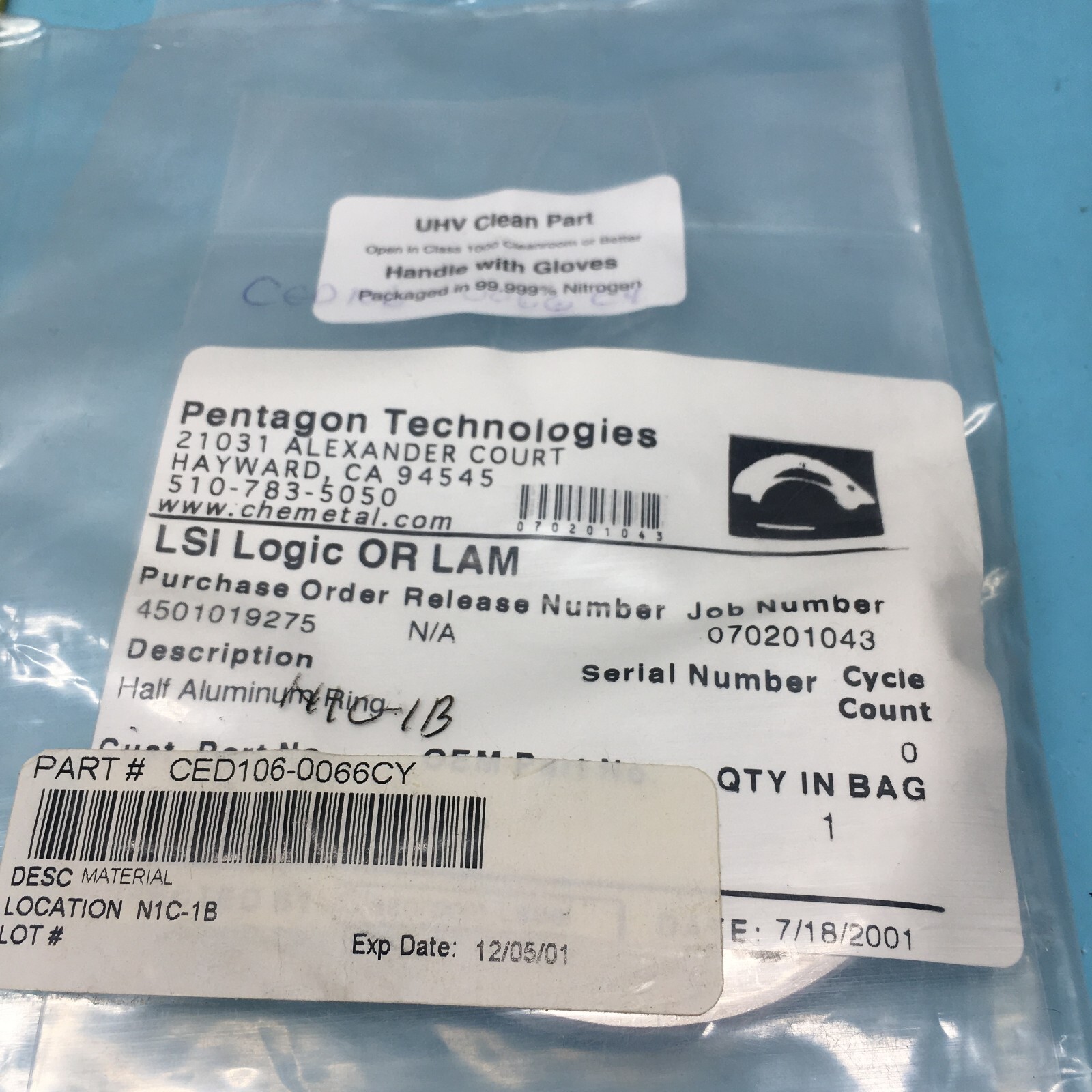 PENTAGON CED106-0066CY HALF ALUMINUM RING, 154126