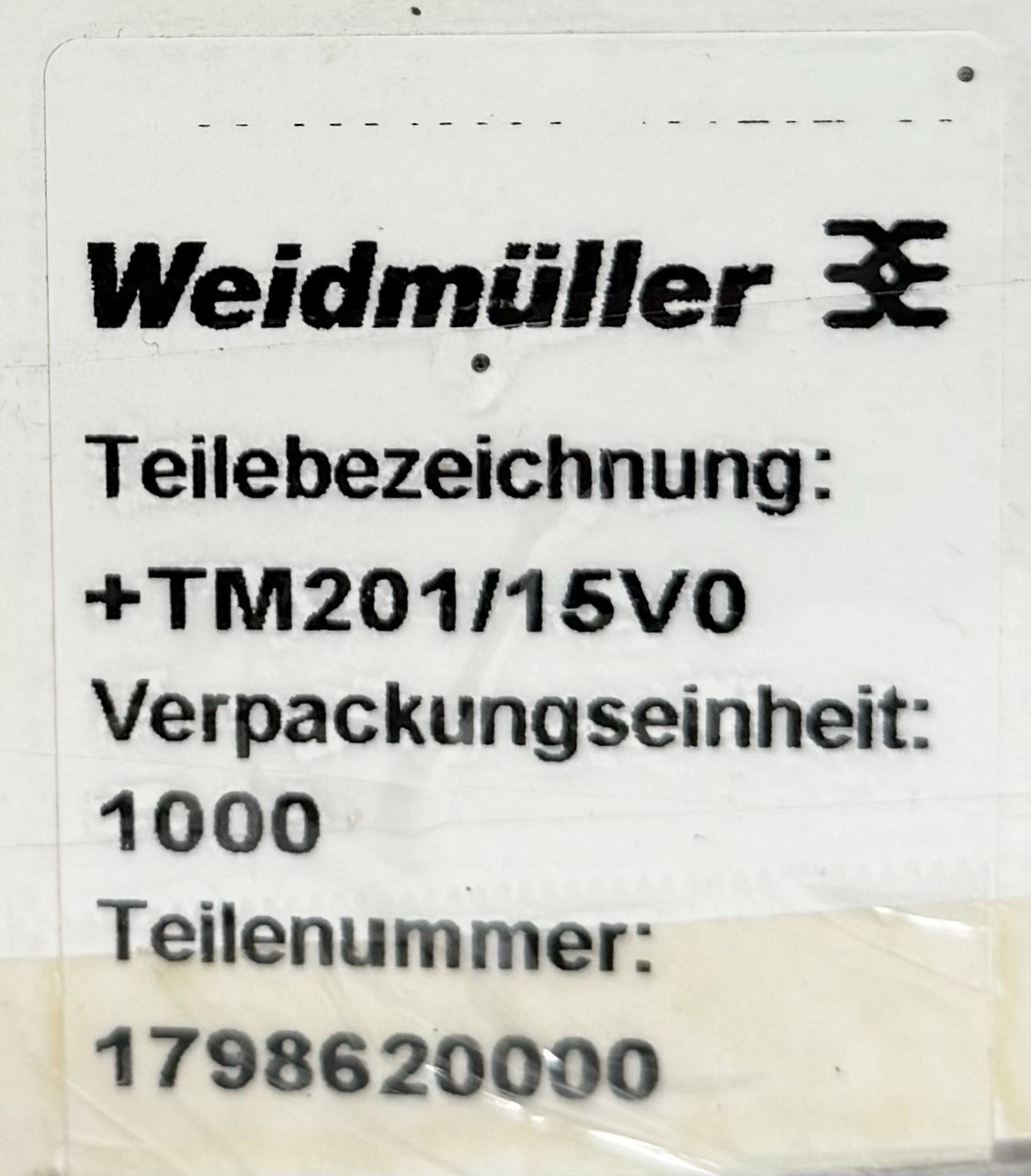 Weidmuller 1798620000 Wire Marker Slip On 5X15MM Transparent PVC BOX OF 1,000