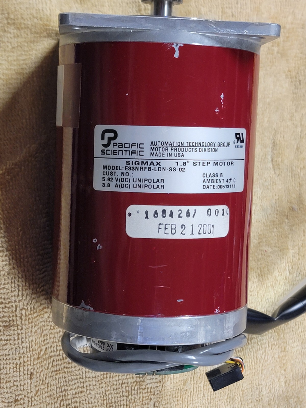 Pacific Scientific E33NRFB-LDN-SS-02, Stepper Motor Sigmax W/ RENCO 1675701-001