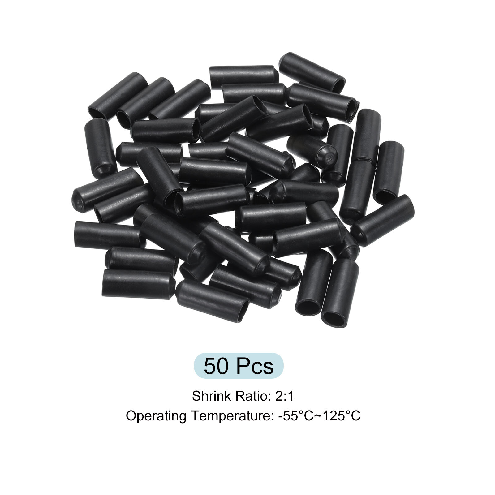 50Pcs Heat Shrink End Cap 8mm 2:1 Electrical Sealed Heat Shrink Tubing Cap