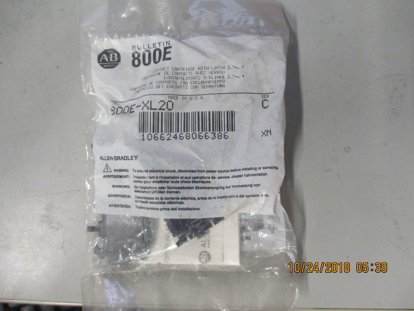 Allen Bradley 800E-XL20 Ser C Contact Cartridge With Latch 1 LOT OF 5