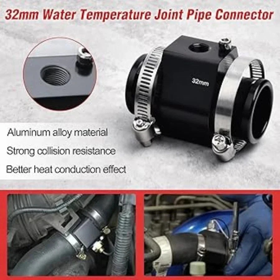 Water Temperature Joint Pipe Connector 32mm 1-1/4″ Radiator Hose Sensor Gauge