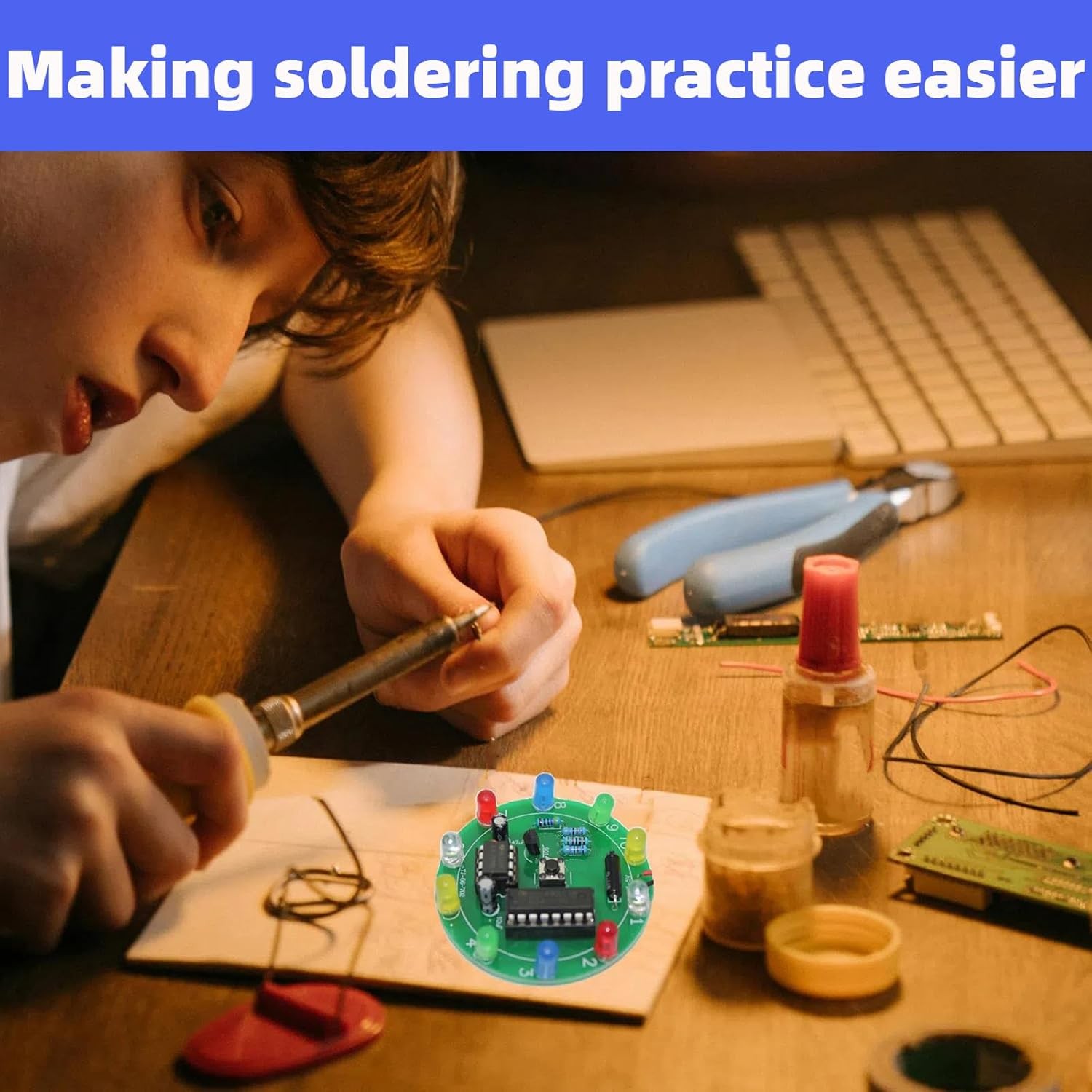 Soldering Practice Kit DIY NE555 CD4017 Lucky Wheel LED Circuit Board Training
