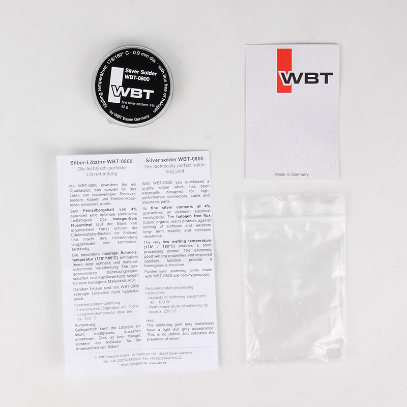 Germany WBT-0800 4% silver-containing DIY soldering tin wire diameter 0.9mm 42g