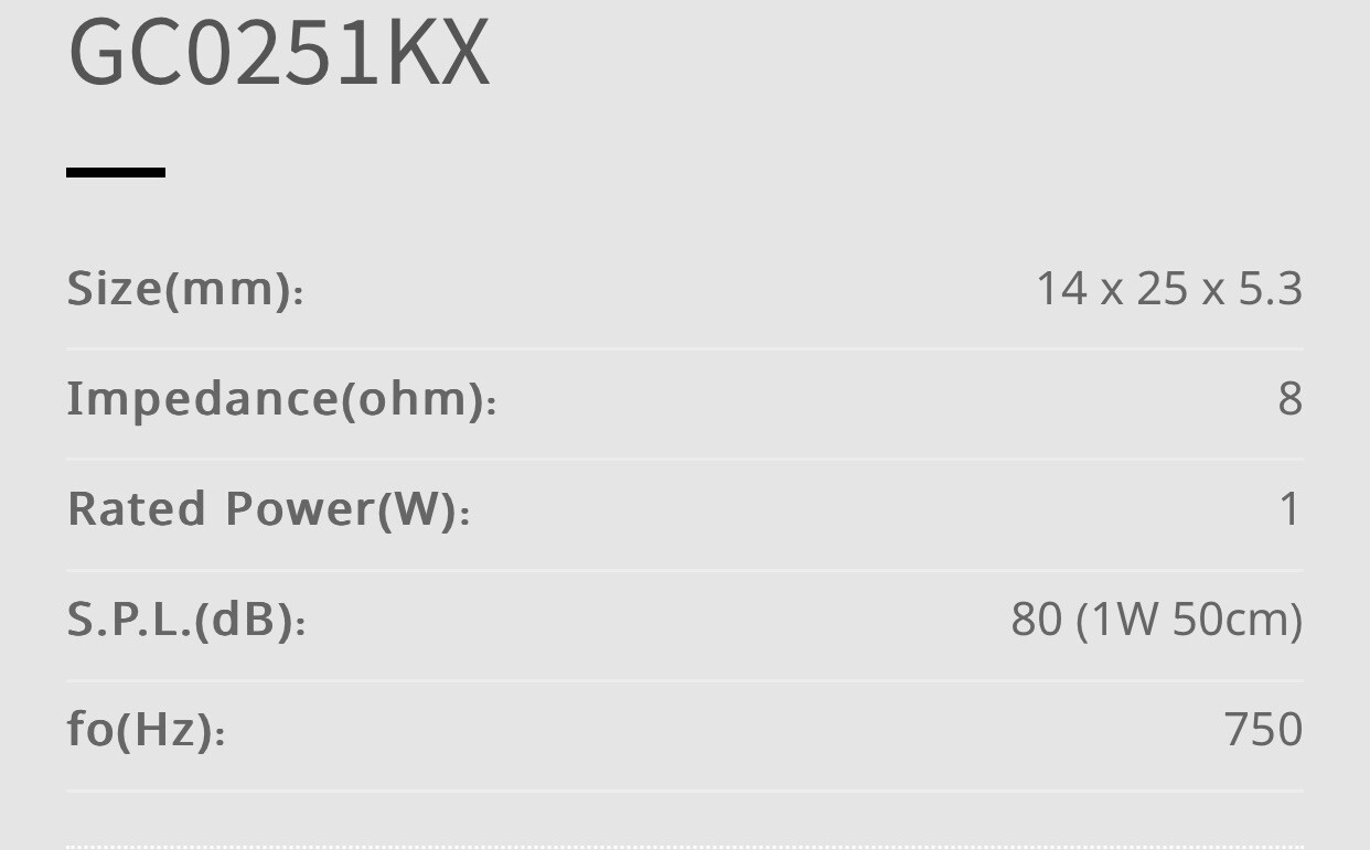 4PCS OF GC0251KX 1W 8ohm 14x25mm Small Square Loud Speaker