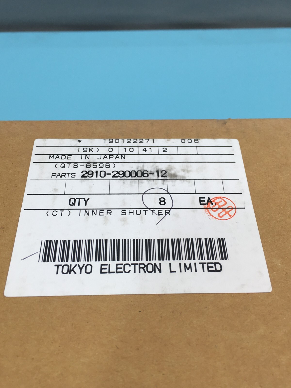 TEL CT2910-290006-12 SOD INNER SHUTTER KIT, 129900
