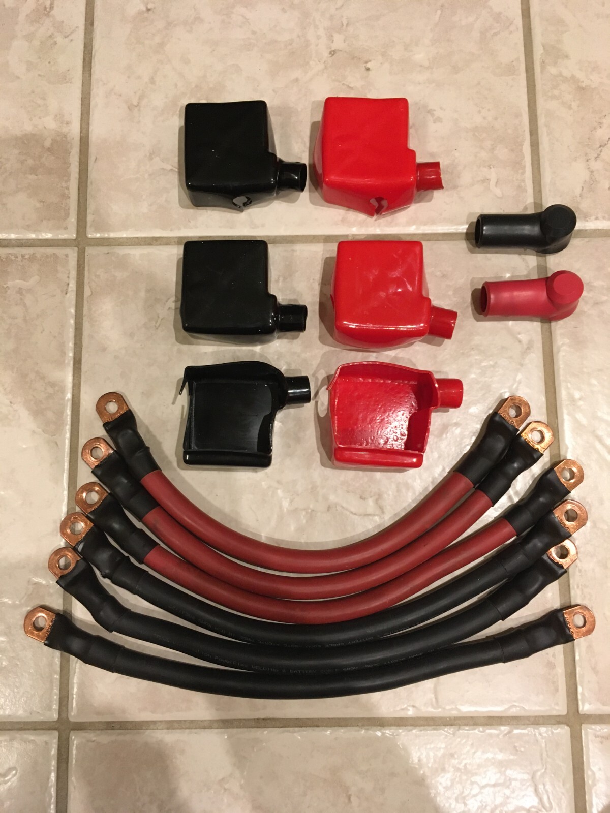 Six 1/0 AWG 0 Gauge Copper Battery Cable (14″) & Copper Lugs – Solar/Inverter