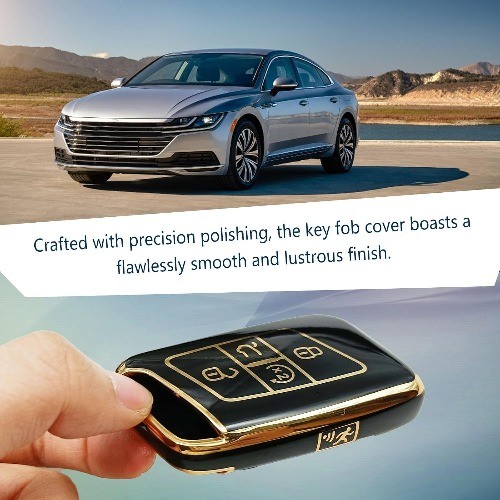 Key Fob Cover Compatible with Atlas 2018-2024, T1guan 2018-2 Color: Black-Gold