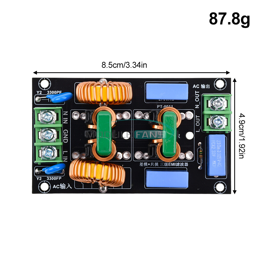 AC110-250V 4/10/20A 3-stage EMI AC Filter Board Audio Power Amplifier Module-