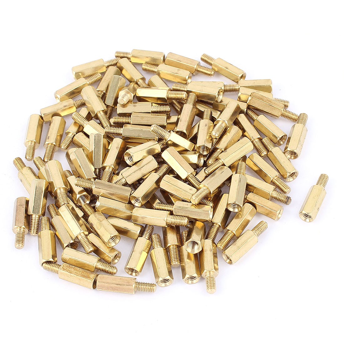 100Pcs M3 Male to Female 11mm+6mm Screw Threaded Brass Hex Standoff Spacer