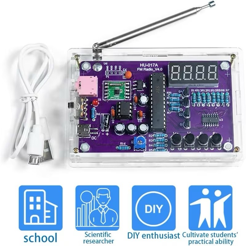 DIY FM Radio Electronic Kit Adjustable Frequency 87-108MHz Digital Display US