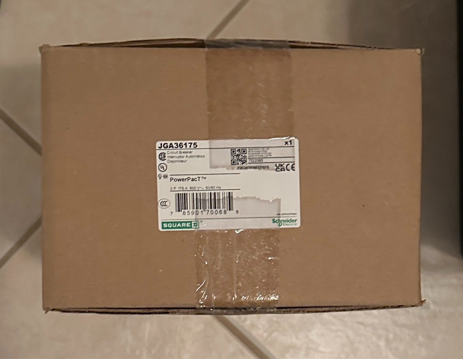 SQUARE D Circuit Breaker JGA36175 175amp E Pole J FRAME – NIB