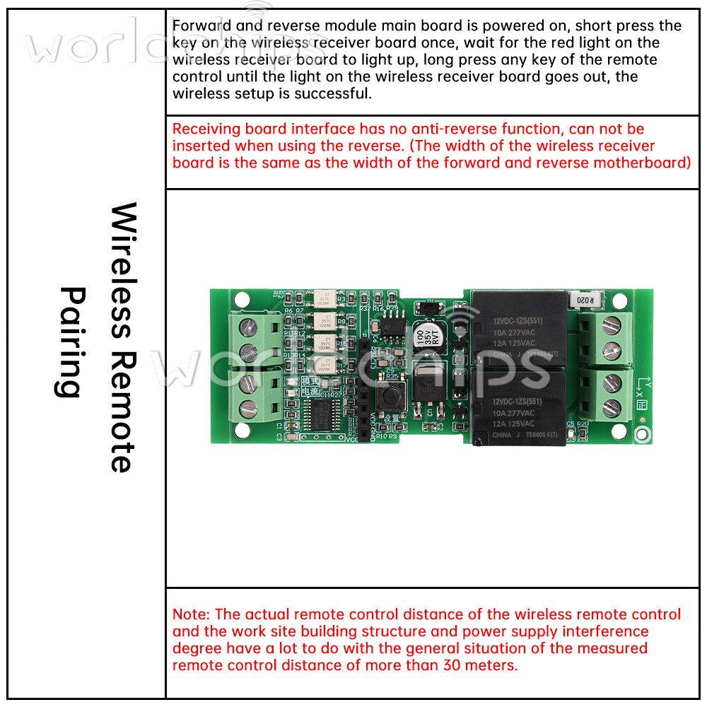 12V 24V 10A DC Motor Driver Forward Reverse Controller / Wireless Remote Control