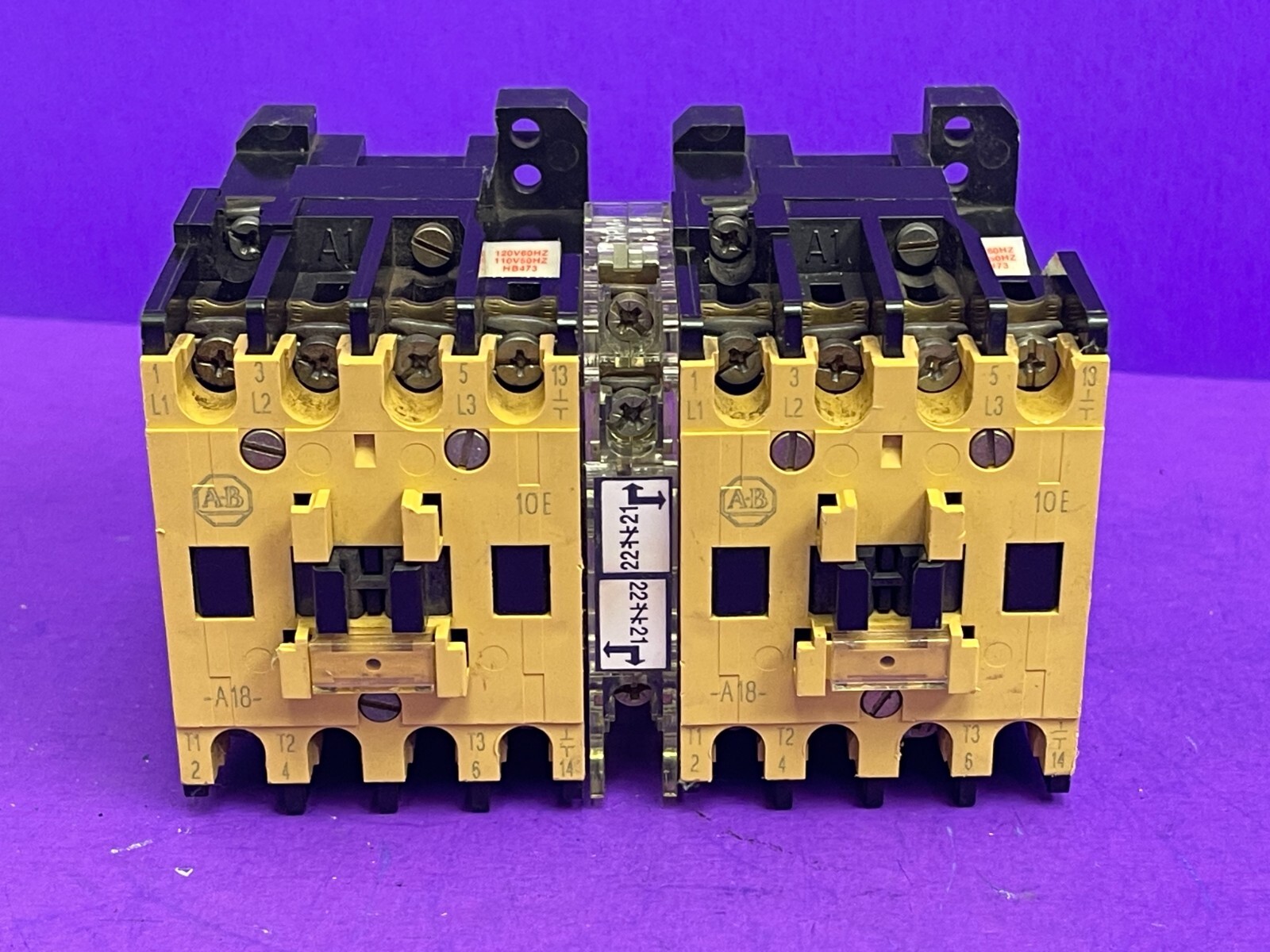 Allen Bradley 100-A18ND3 Ser C Lot of 2 W/ 199-MCA1 Interlock