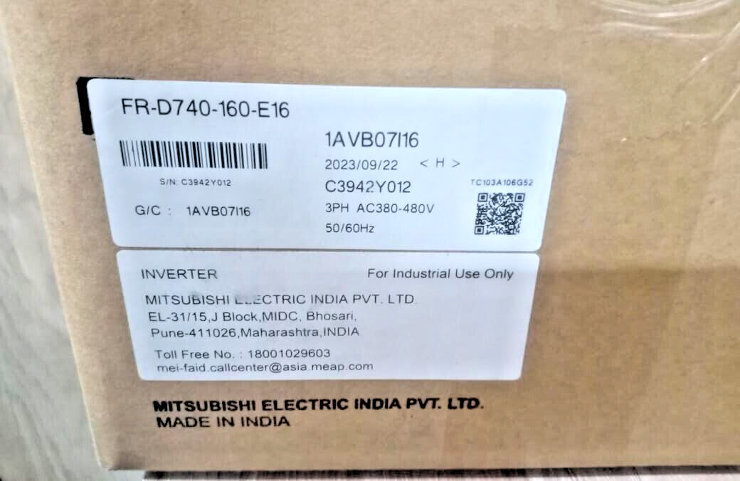 1PC- MITSUBISHI FR-D740-160-E16 Variable Frequency Drive 3 – Phase, 7.5 KW- NEW