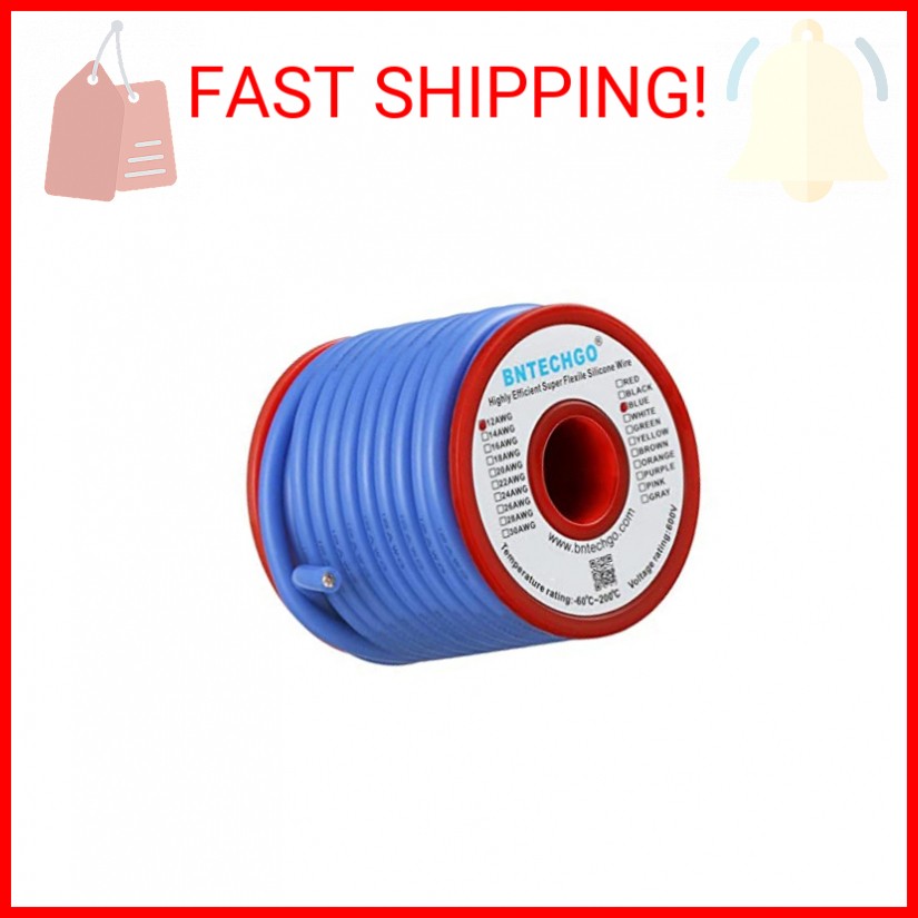 BNTECHGO 12 Gauge Silicone Wire Blue Spool 25 ft Flexible 12 AWG Stranded Tinned