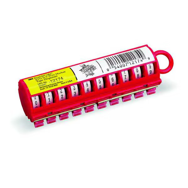 Wire Marker Dispenser w/Tape, Preprinted, Legend 0 to 9, Polyester Film, 5,760