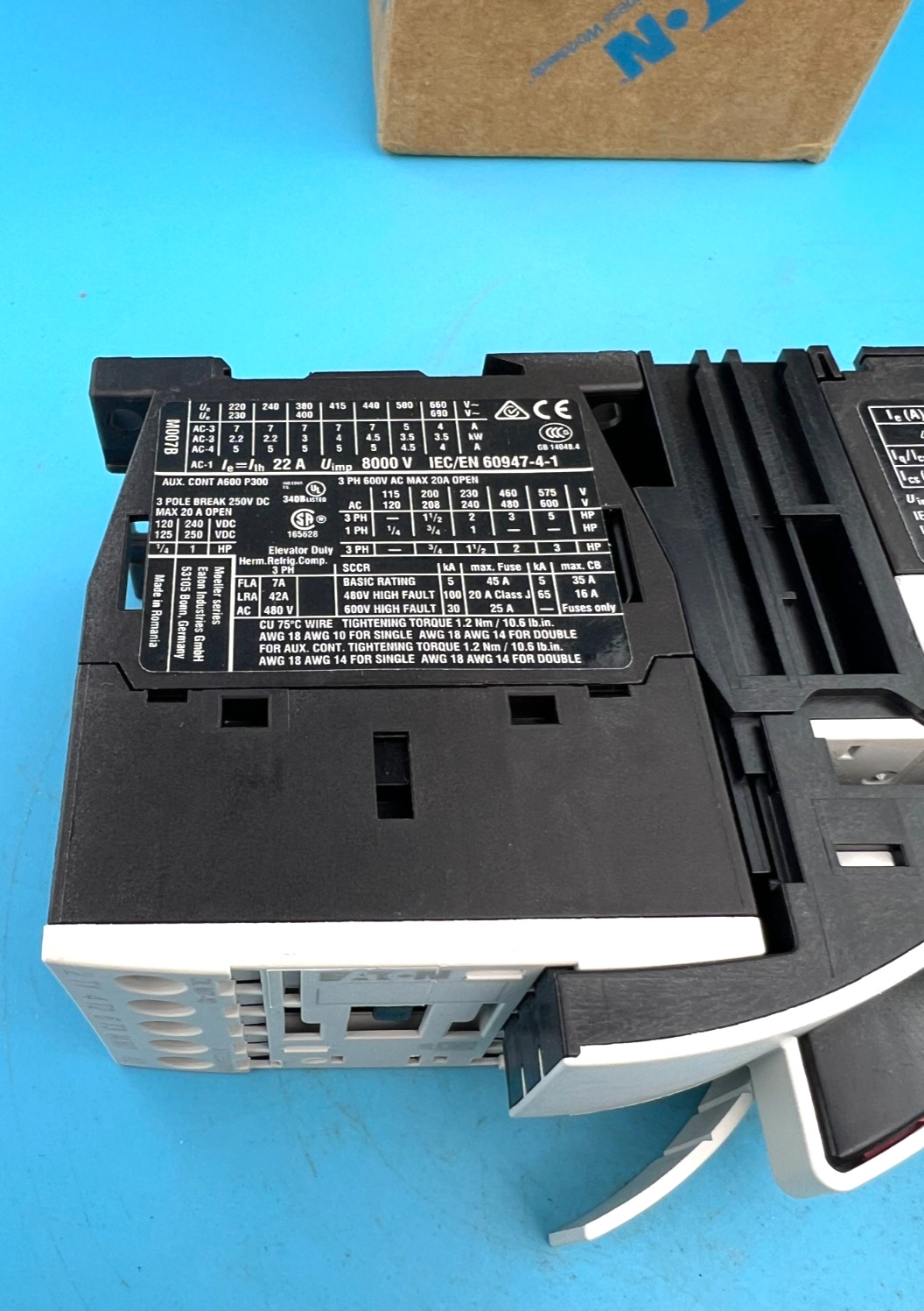 Eaton XTSC004BBA Motor Controller 110/50 120/60Hz Coil — New In Box