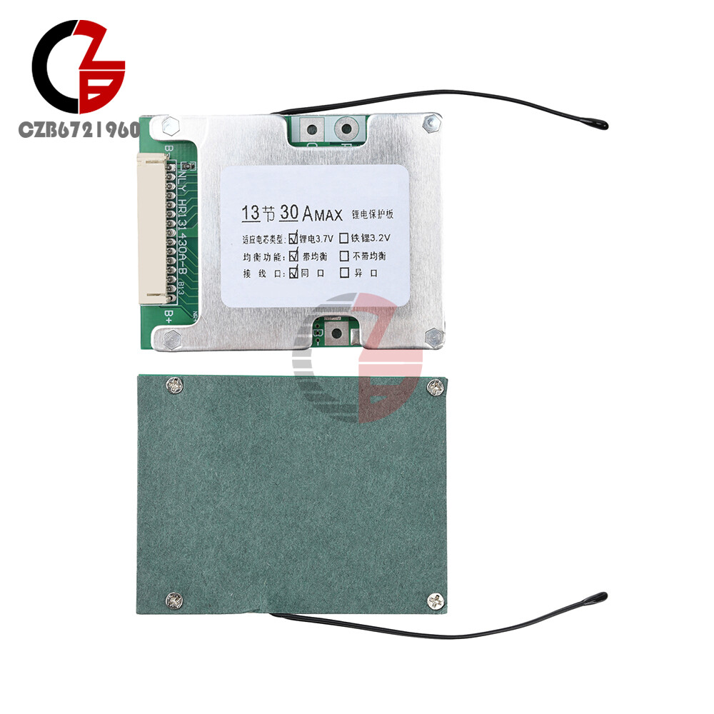 13S 48V 30A 18650 Li-ion Battery Protection Board BMS w/ Equalization for E-bike