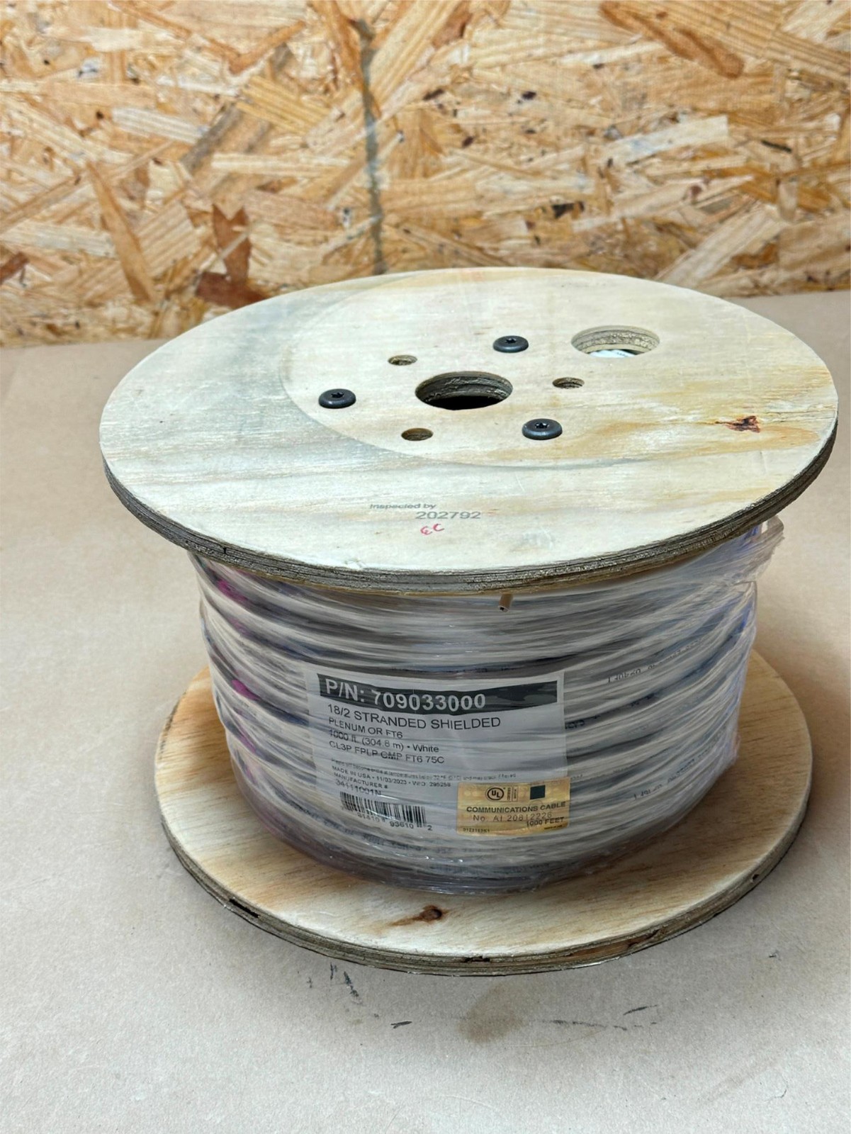 1000ft 18/2 Stranded Shielded Plenum FT6 White Cable Wire CL3P FPLP CMP USA