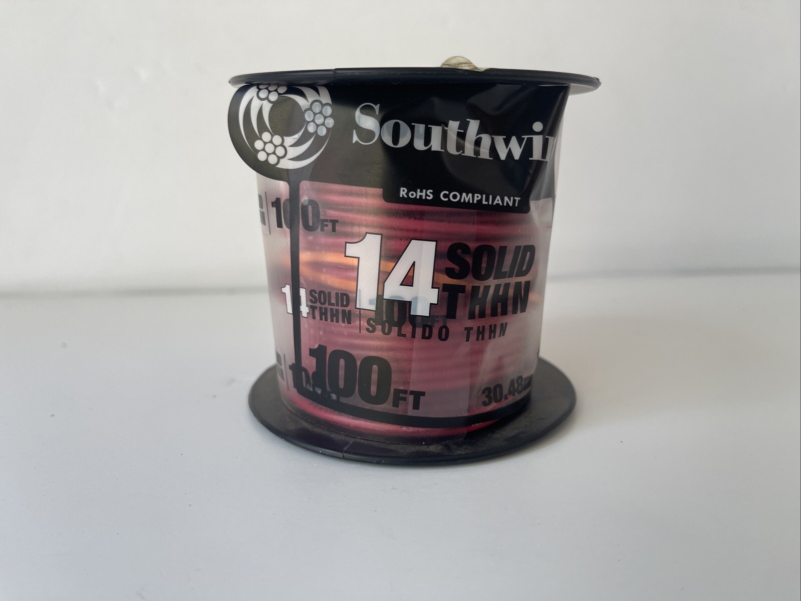 Southwire Simpull THHN or THWN2, 14 Gauge THHN Solid Wire, 100′ per Roll, Red