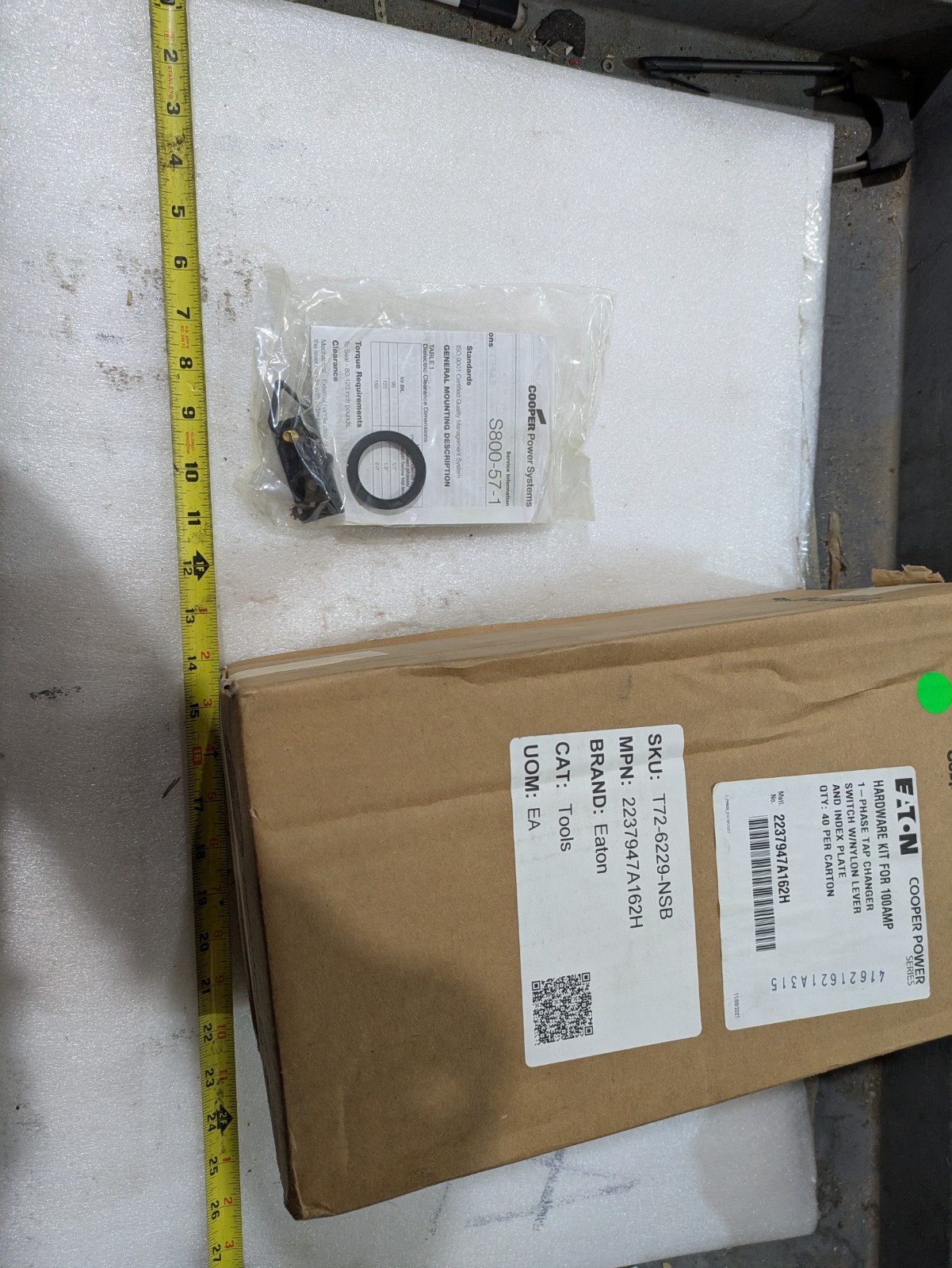 Eaton Cooper Power S800-57-1 2237947A162H Tap Changer Switch Hardware Kit 1/orde