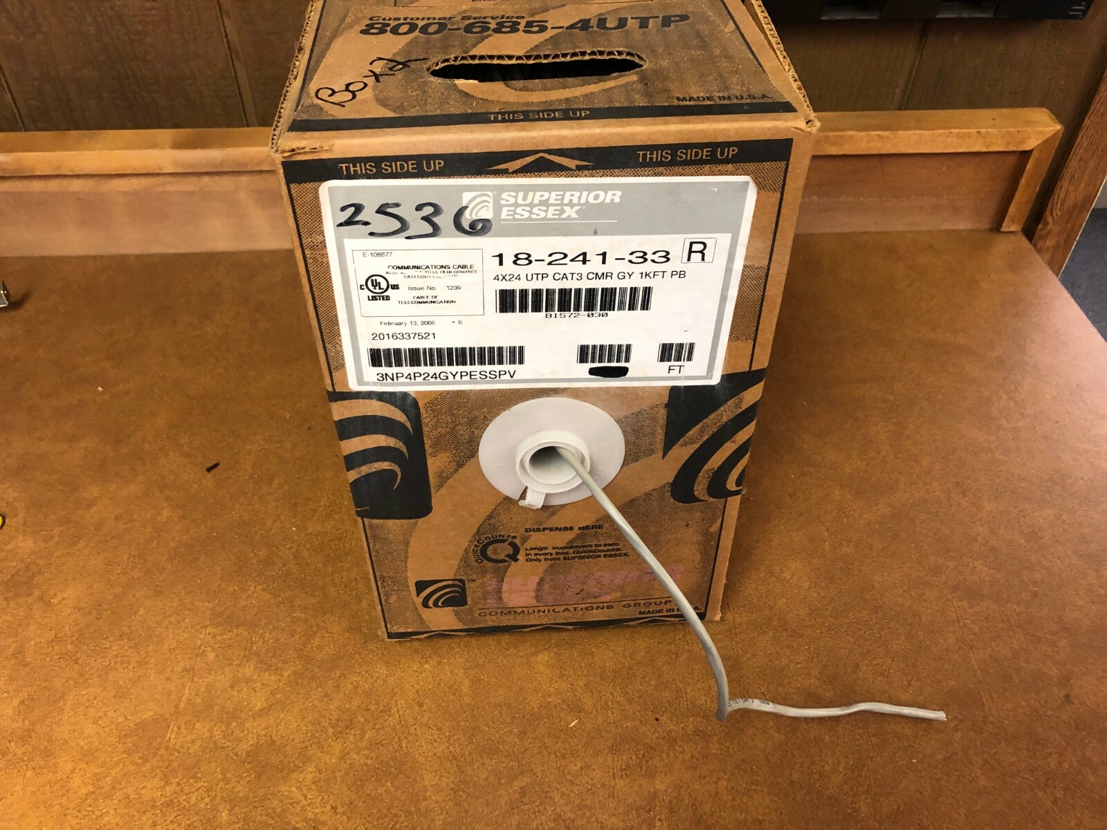 850′ Superior Essex 18-241-33 4 Pair 24 AWG UTP Cat 3 CMR Telephone Wire Cable