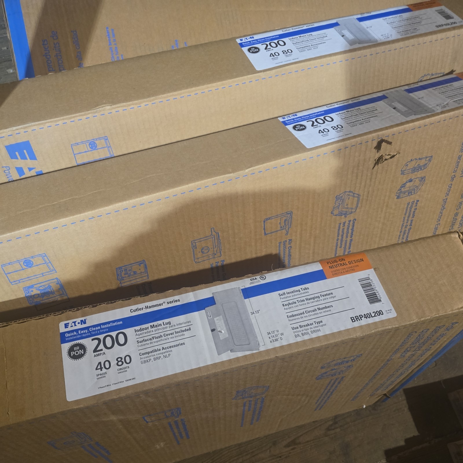 Eaton BRP40L200 200A 40 Space 80 Circuits Loadcenter 120/240V