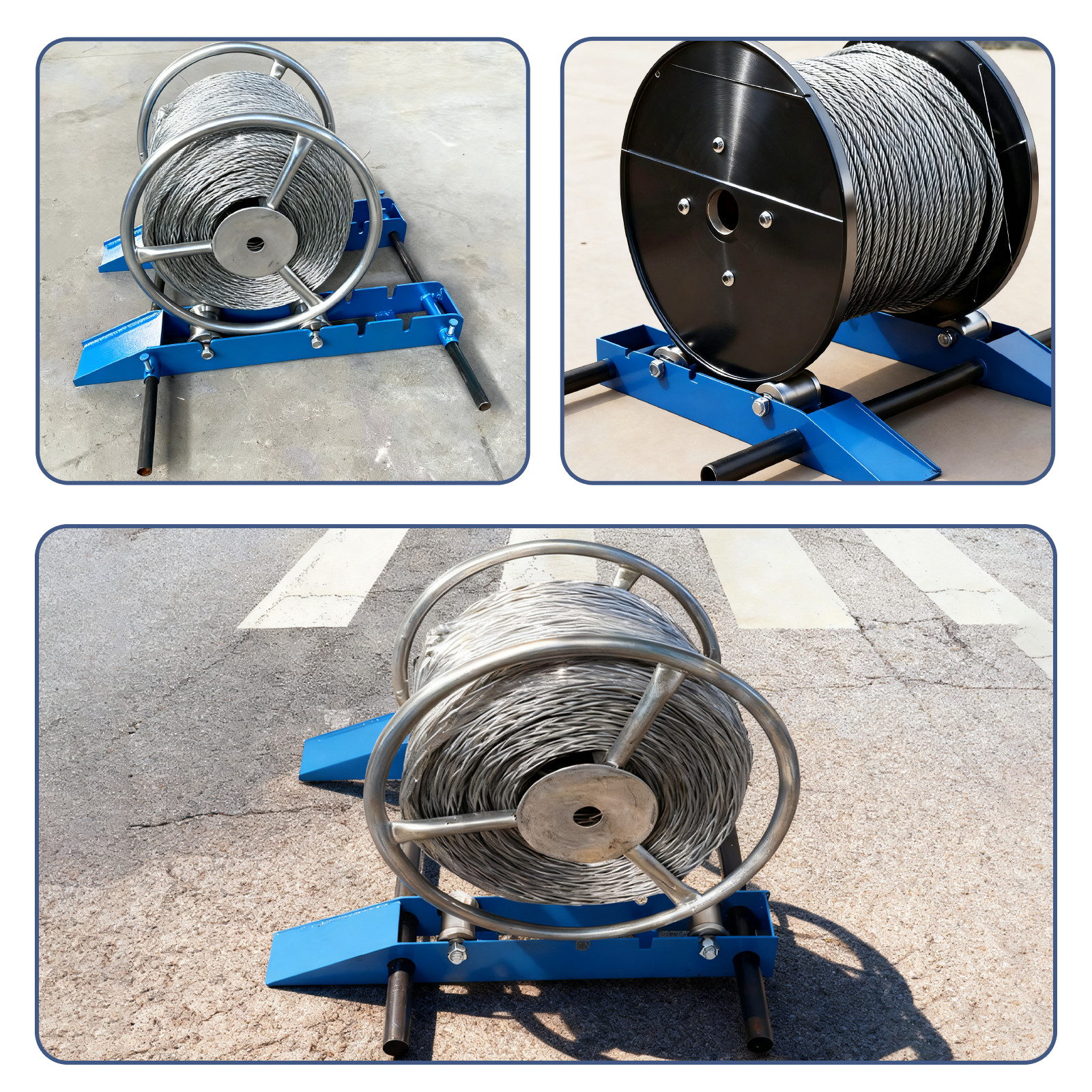 Wire Cable Reel Roller Stand 3307 LBS Commercial Industrial Steel Wire Dispenser