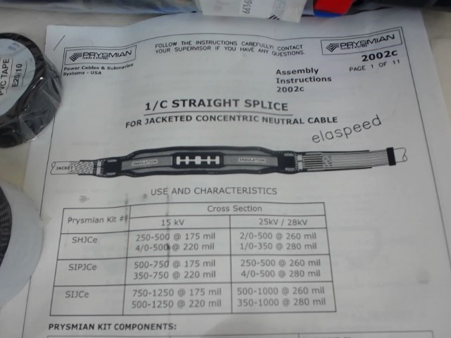 Prysmian Cable And Systems 15Shjce-500Cu, Splice Kit 1/C Straight